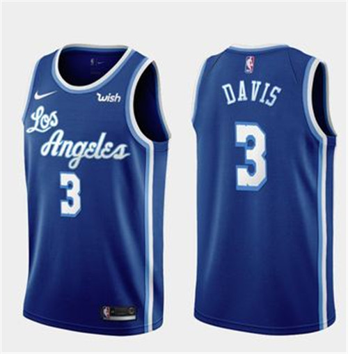 Men's Los Angeles Lakers #3 Anthony Davis Blue NBA Stitched Jersey